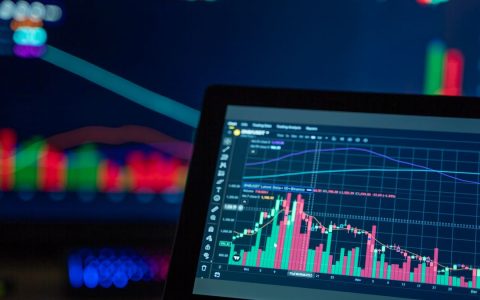 Colorful trading charts showing cryptocurrency market trends on a computer screen.
