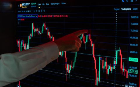 Market analysis with focus on cryptocurrency trends displayed. Ideal for fintech topics.