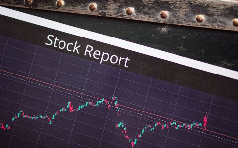 Detailed view of a stock report displaying a market performance graph with data trends.