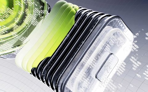 Abstract visualization of futuristic digital technology with layered components in dynamic 3D rendering.