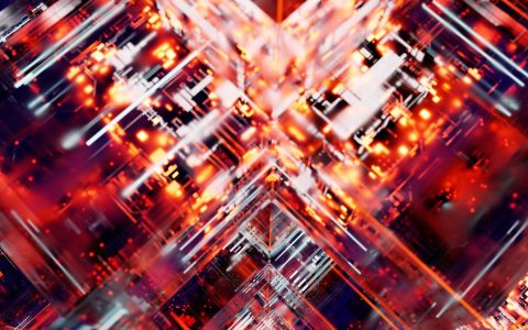 Colorful digital abstract art depicting futuristic circuitry and technology.